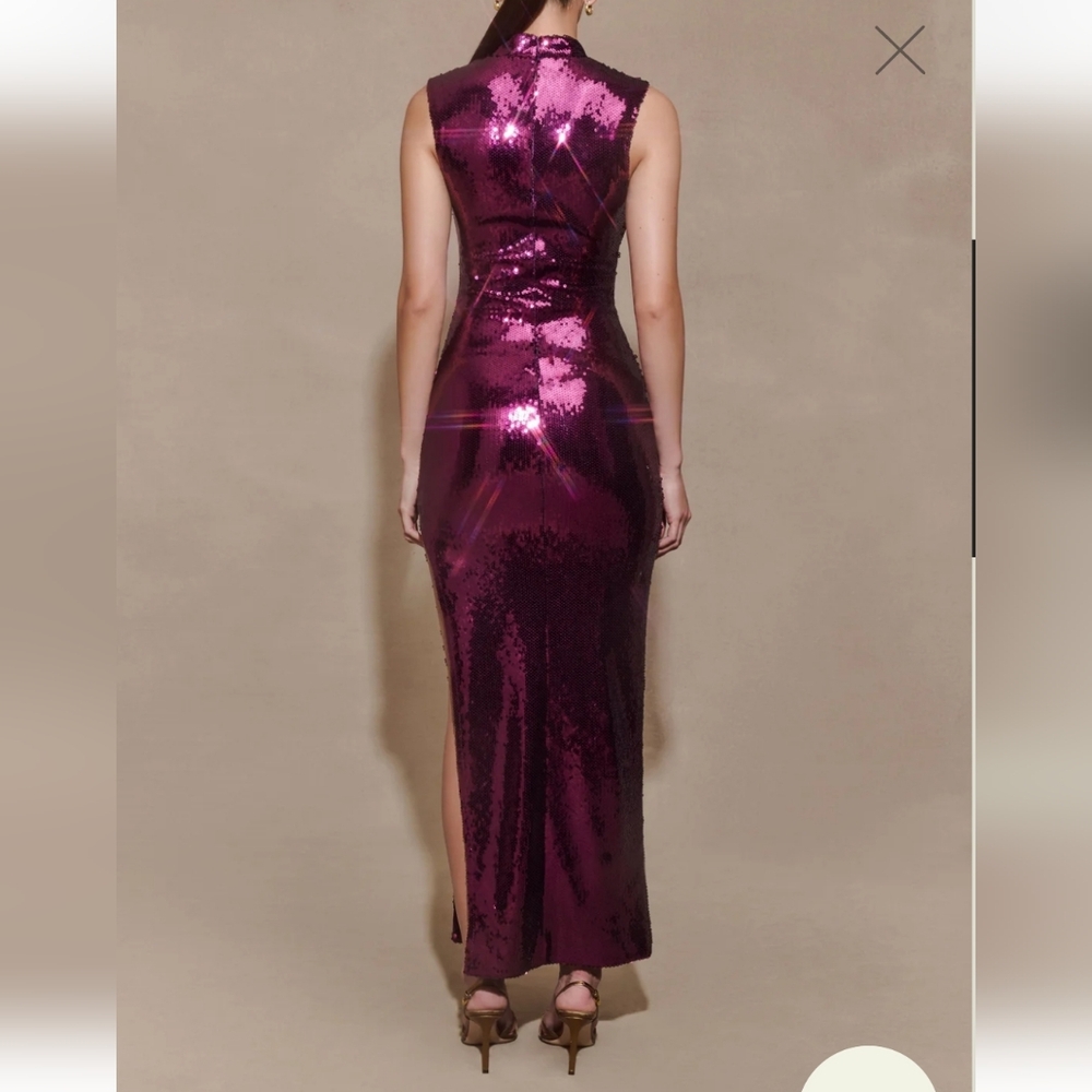 Meshki Veronica Sequin Midi Dress in Plum - Picture 3 of 8